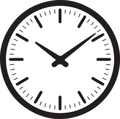 Minimalist Black and White Clock Illustration with Hour and Minute Hands