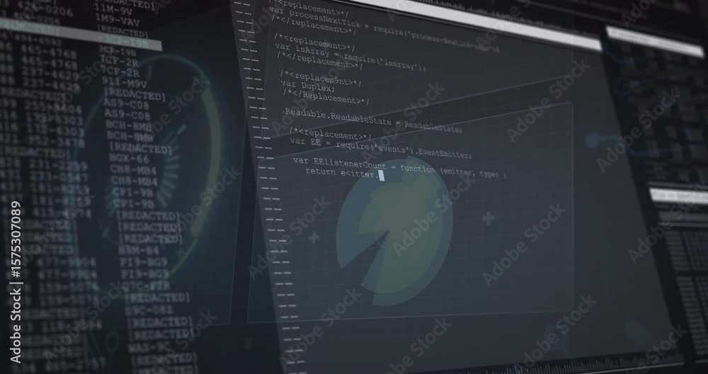Poster on start camera pulling back showing gauge, pie chart beside code pane growing javascript imports