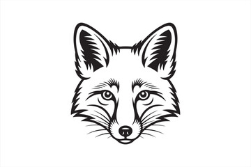 Obraz premium Stylized Black Fox Head with Intricate Fur and Eyes, Detailed Animal Face Design