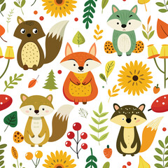 Funny cartoon farm animals vector illustration set