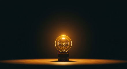 A glowing lightbulb illuminated against a dark background, symbolizing ideas.