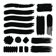 Collection of colorful watercolor paint brush strokes and grunge ink splashes