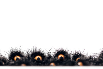 Spooky eyes peeking through the shadows with a halloween border for a frightful effect.