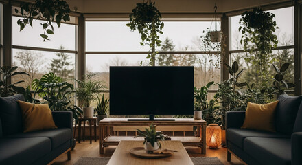 modern living room with tv view