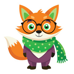 Obraz premium A cute, funny, orange, cartoon cat and fox illustration with a fluffy tail, ideal for pet and animal-themed vector art designs