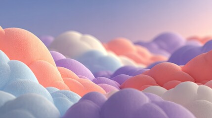 Mindfulness gradient digital landscape with soft abstract shapes and pastel colors, wellness calm concept for design ads