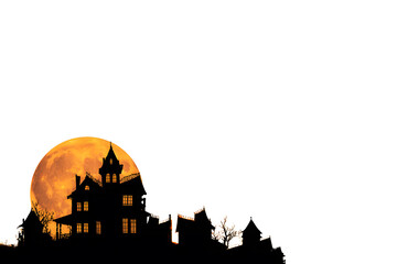 Bats fluttering over an eerie castle, surrounded by swirling mists and framed with a Halloween border for a suspenseful ambiance.
