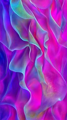 Abstract Fabric Waves in Vibrant Colors of Pink, Purple, and Blue with Subtle Texture and Flowing Design
