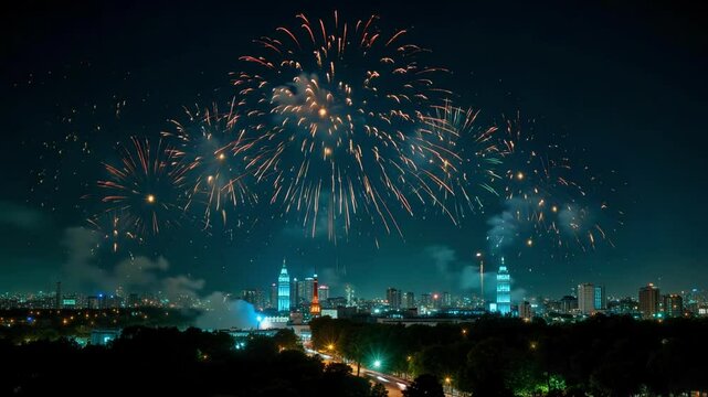 Witness a dazzling Diwali celebration with vibrant fireworks illuminating the New Delhi night sky, colorful bursts and sparkling lights against a green screen. - Powered by Adobe