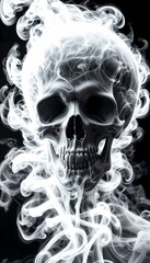 Ethereal Smoke Skull on Black Background – Gothic Surrealism