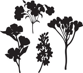 Realistic Floral Elements | High-Quality Flower Silhouette Vectors set. 