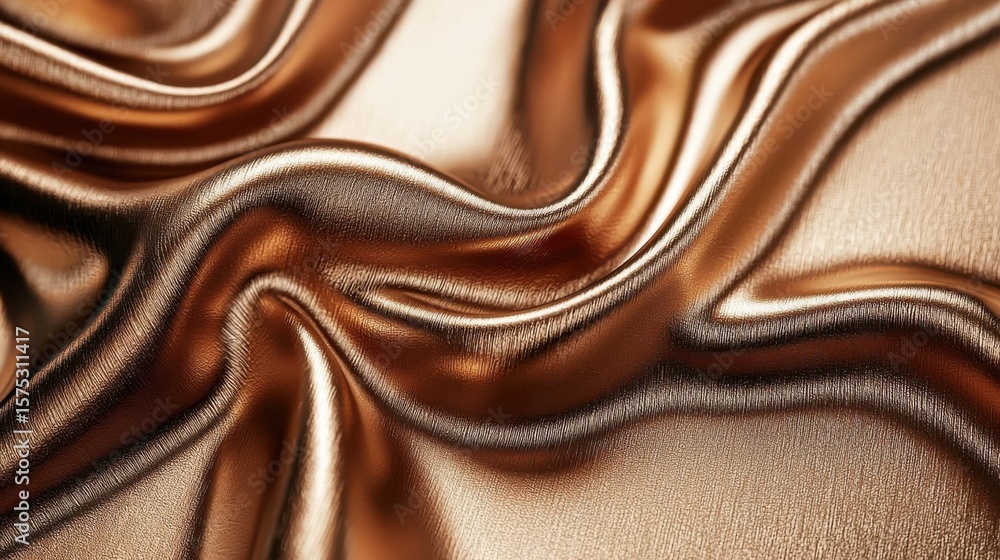 Poster abstract shiny fabric texture shimmers and flows with light reflection in gold