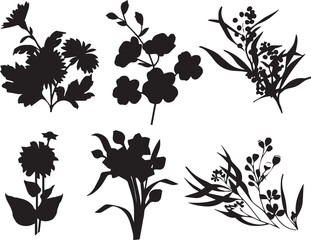 Realistic Floral Elements | High-Quality Flower Silhouette Vectors set. 