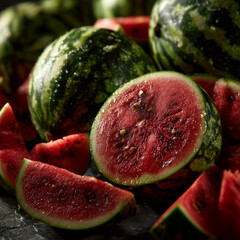 Juicy Fresh Watermelons Close-Up
