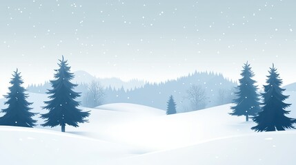 Fototapeta premium Winter snowy landscape with fir trees. Background snowy hills. Stock photo