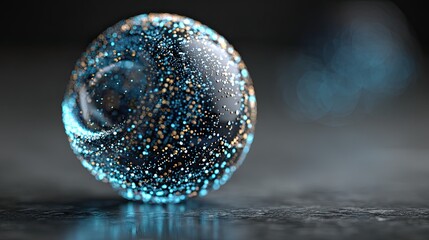 Hologram sphere blue bokeh futuristic glowing digital orb, abstract tech background for science innovation design ads