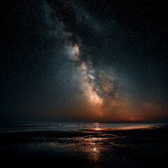 Starry Galaxy Night with Glowing Milky Way