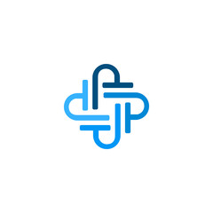 Abstract Blue Intertwined Lines Forming a Cross Shape Logo Design