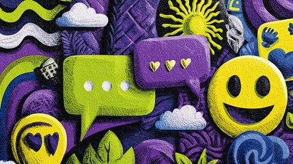 Gen Z mental health graphic with digital chat bubble and support icon, youth wellness advocacy concept for social ads