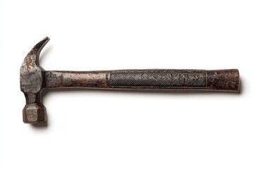 Close-up of a vintage hammer showcasing its worn texture and intricate handle design