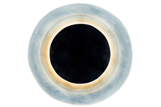 Elegant circular frame featuring deep black center, radiating subtle luminosity against translucent background with delicate interplay of light and shadow