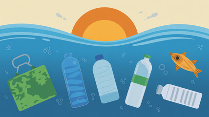Plastic bottles and waste pollute the ocean, threatening marine life and the environment