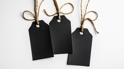 Three blank black gift tags