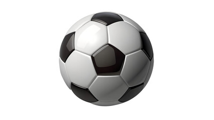 Naklejka premium A classic black and white soccer ball, with its iconic pentagon and hexagon pattern, is presented isolated on a clean transparent background, ready for action on the field