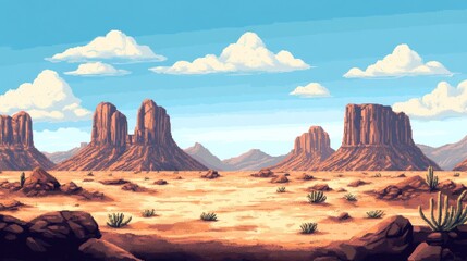 Naklejka premium Pixelated desert landscape