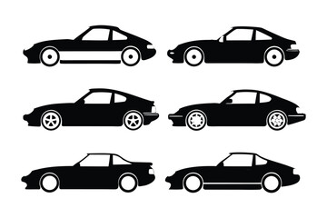 Elegant Car Silhouette: A set of sleek silhouettes of cars showcase the elegance of automotive design, perfect for graphic resource use