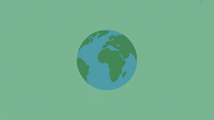 A simple illustration of the earth globe with green continents and blue oceans