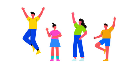 Four happy children expressing joy and excitement