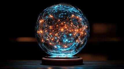 Illuminated Sphere, Abstract Design, Decorative Object, Dark Background