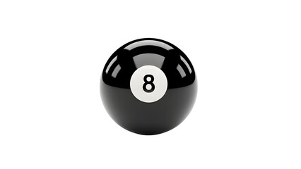 Isolated black eight ball billiard pool game object on white background for sports and recreation 3d art on transparent background