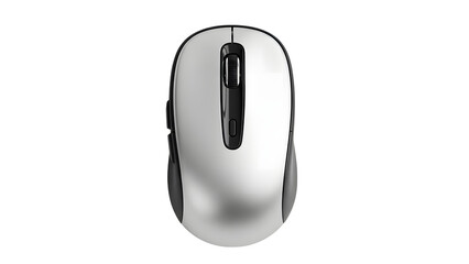 Computer mouse wireless ergonomic optical pc gaming mouse silver black isolated on white background for desktop laptop on transparent background