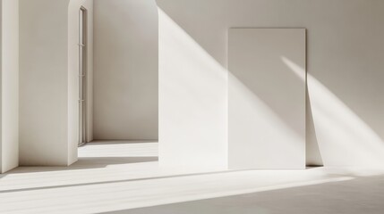 Empty room with natural light and shadows.