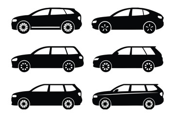 Vehicle Silhouettes: A collection of meticulously crafted black silhouettes showcasing a variety of vehicles, each exuding a distinct style, making them ideal for use in modern designs. 