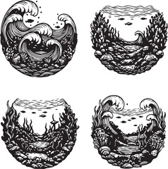 Tranquil Aesthetic Ocean Scene Icons