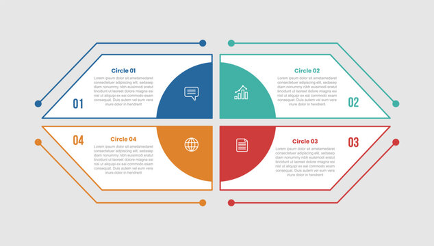 circle shape infographic diagram with quadrant with big circle slice center symmetric balance with 4 step for slide presentation
