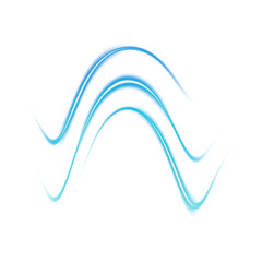 Blue Glowing Curved Light Streaks on Transparent Background
