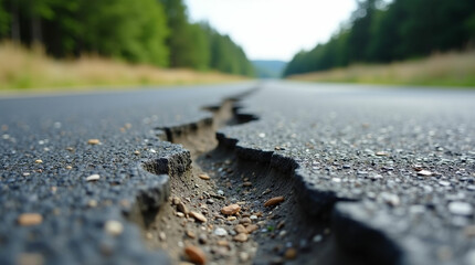 Cracked Road from an Earthquake or Damage