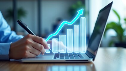 Close-up of businessman or woman hands working on laptop and tablet at office desk