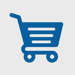 Minimalist Blue Shopping Cart E-commerce Icon