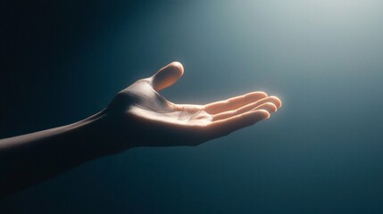 Emerging from Darkness: Symbolic Hands Reaching Towards Hopeful Light for Mental Health Recovery Concept