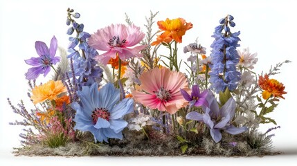 Vibrant Arrangement of Colorful Wildflowers in a Bright and Airy Setting