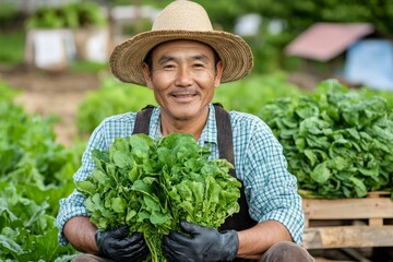 The joy of harvest embracing the life of a successful farmer with a diverse range of crops in sustainable farming practices