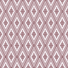 Geometric Tribal Diamond Seamless Pattern – Burgundy and White Textile Style
