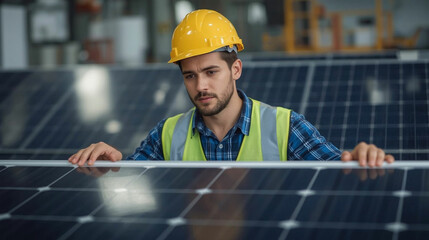 Engineer Inspecting Solar Panels