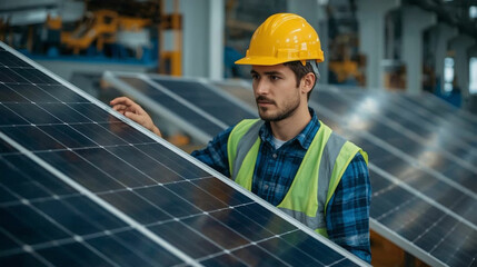 Engineer Inspecting Solar Panels