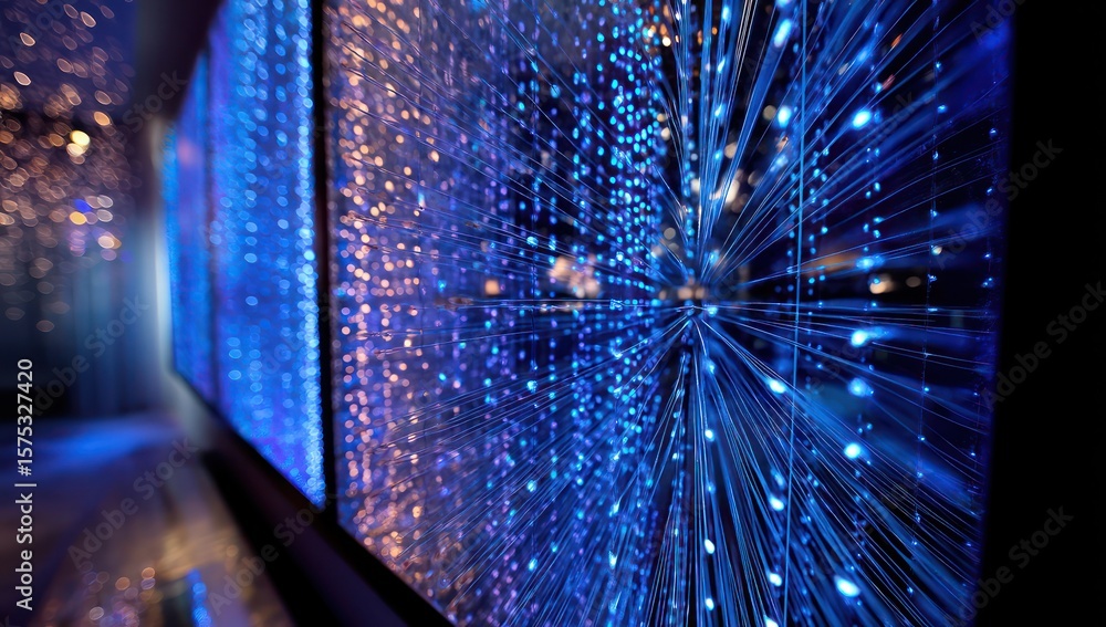Poster 3d led wall panel in transparent glass with soft edge lights, creating a delicate glow effect.